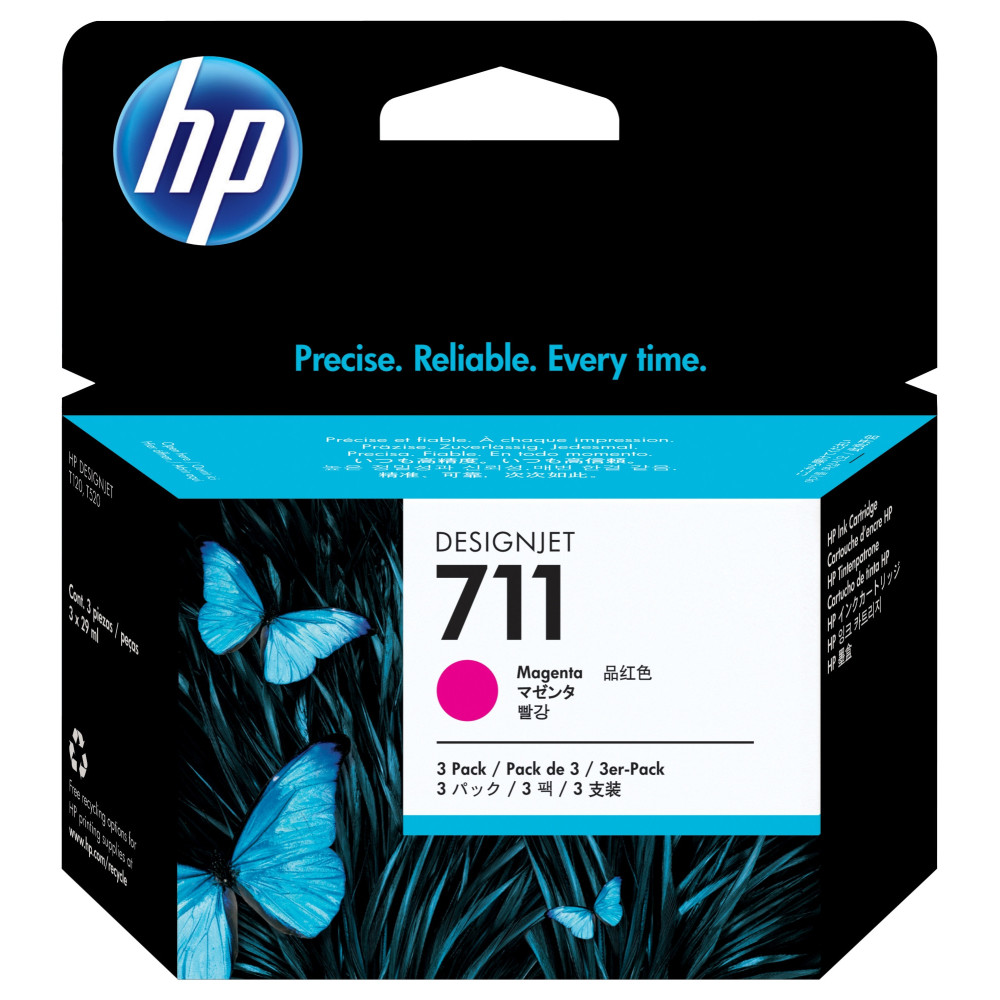 Pack 3 tintas originales hp n711 magenta cz135a 29ml
