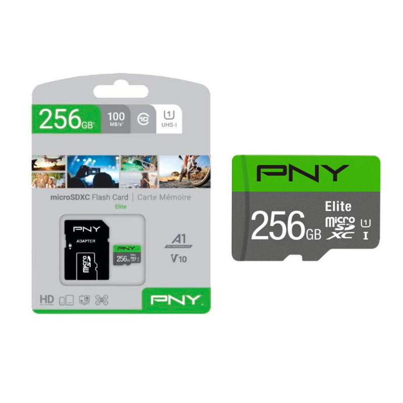 Micro sd xc PNY ELITE uhs-i 256Gb 100mb/s clase 10  Con adaptador / P-SDU256V11100EL-GE