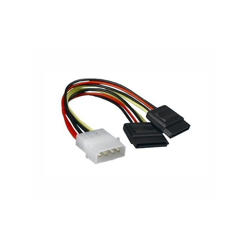 Cable duplicador de alimentación molex macho a 2x SATA Hembra / 20cm / 4 pines / 10.19.0101-OEM