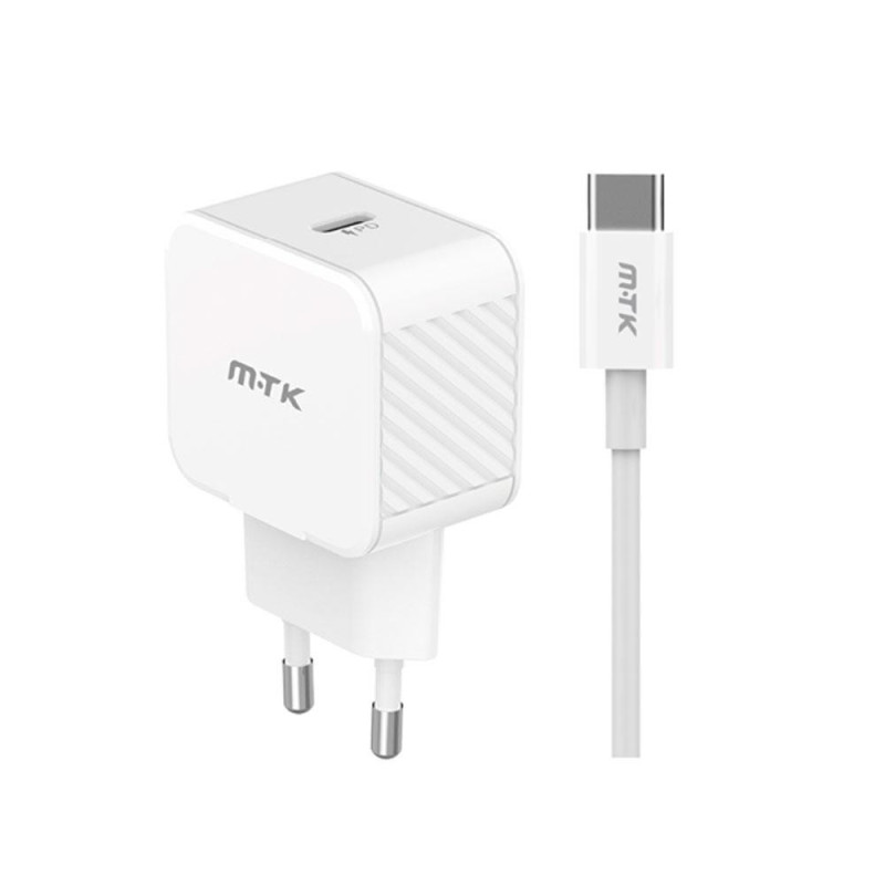 Cargador de red Type-C + Cable Type-C / 35W PD / 3.4a / Blanco / TA0336 / MTK