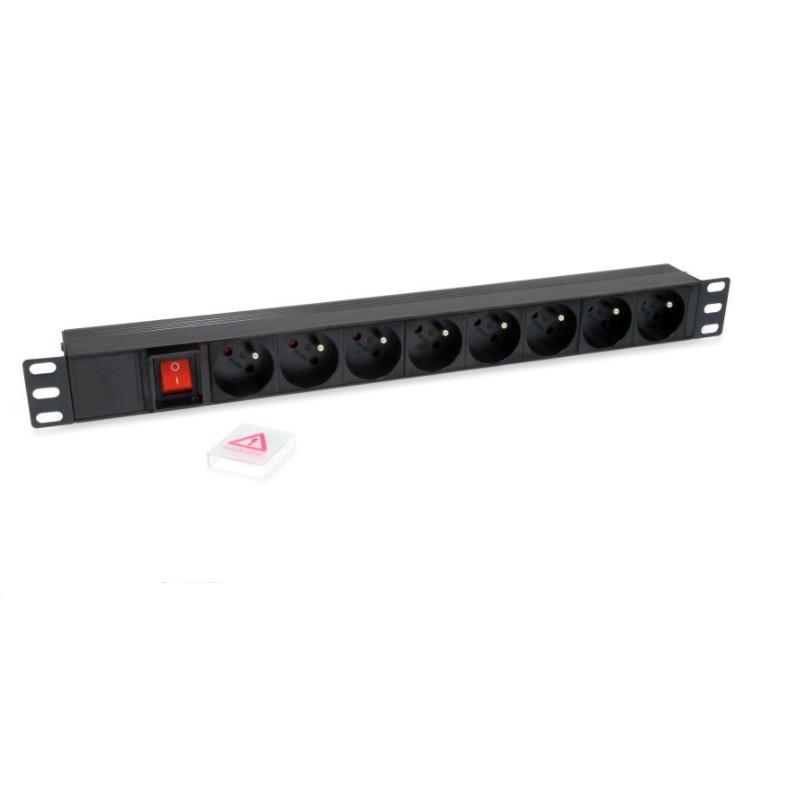 Regleta alimentacion rack 19\ 1u 8 tomas  modelo frances con interruptor "