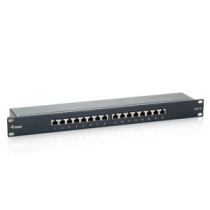 Patch panel 16 puertos categoria 6 apantallado color negro