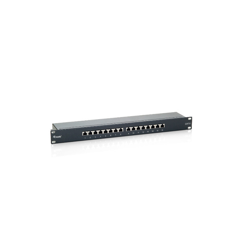 Patch panel 16 puertos categoria 6 apantallado color negro