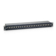 Patch panel 24 puertos categoria 6 apantallado premium color negro