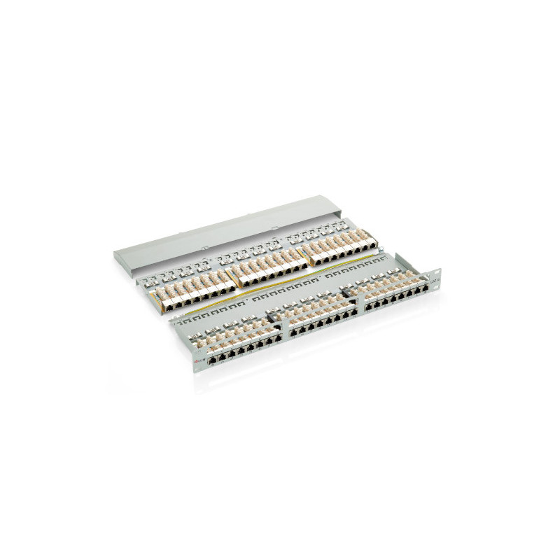 Patch panel 48 puertos categoria 6 apantallado 1u color negro