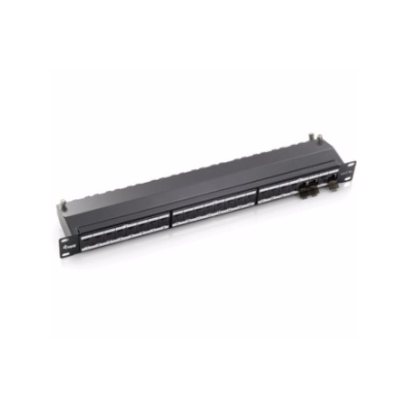Patch panel 24 puertos categoria 6a apantallado premium color gris claro