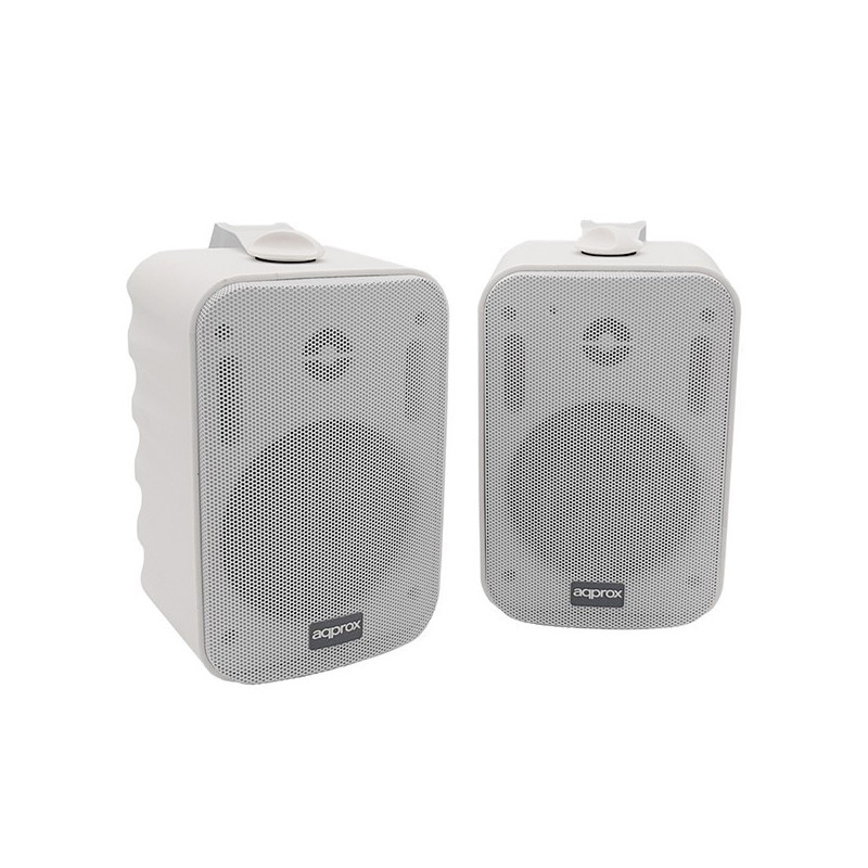 Altavoces 2.0 autoamplificados approx 15w por canal con soporte para colgar especificos para salas y