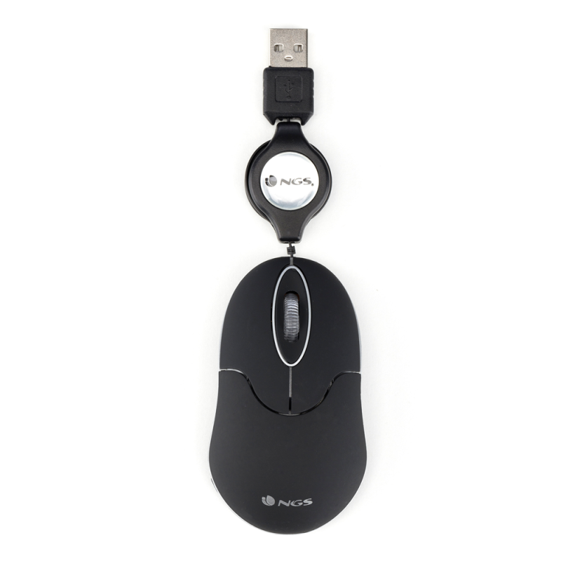 Mouse ngs negro para port?til con cable retr?ctil ngs sin black