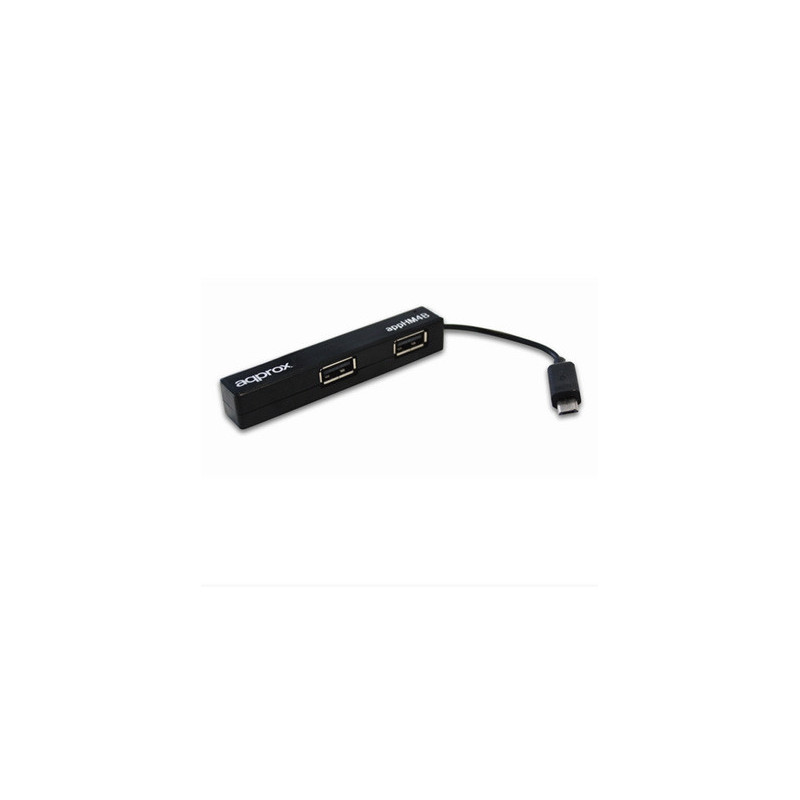 Hub microusb approx apphm4b a 4xusb-a 2.0 funcion otg de micro usb a usb color negro