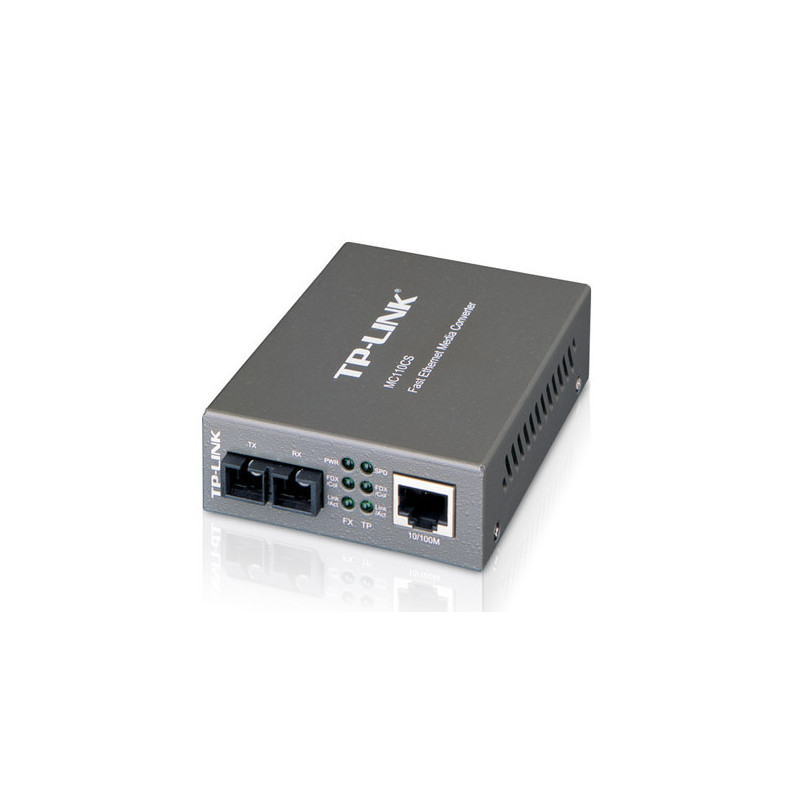 Convertidor fibra tp-link mc110cs rj45 eth a fibra monomodo sc 100mb fullduplex hasta 20km montaje e