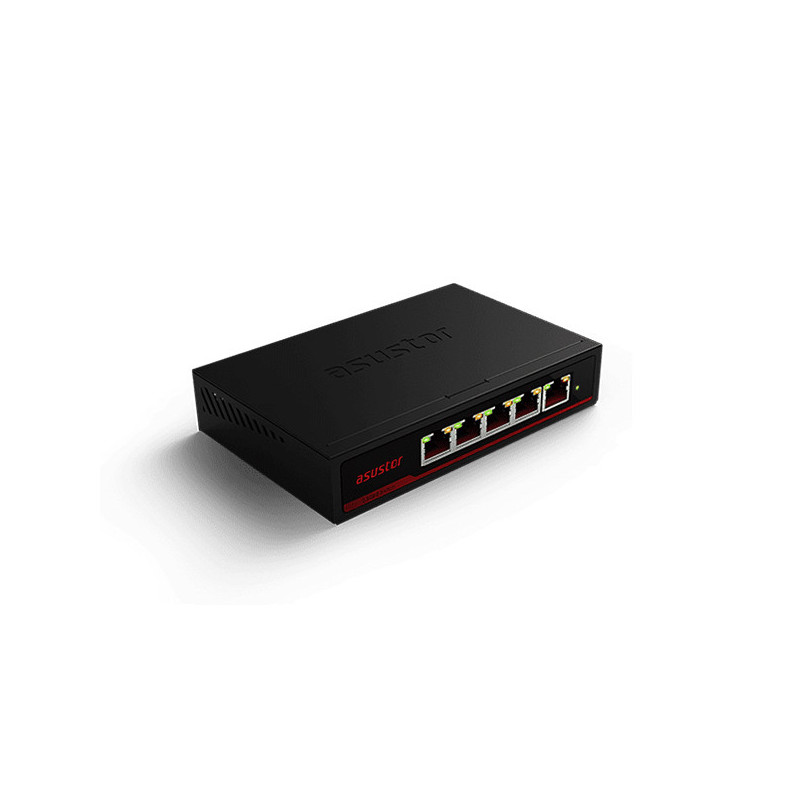 Switch no gestionable asustor asw205t 5 puertos 2.5gbe bajo consumo 10w no rack