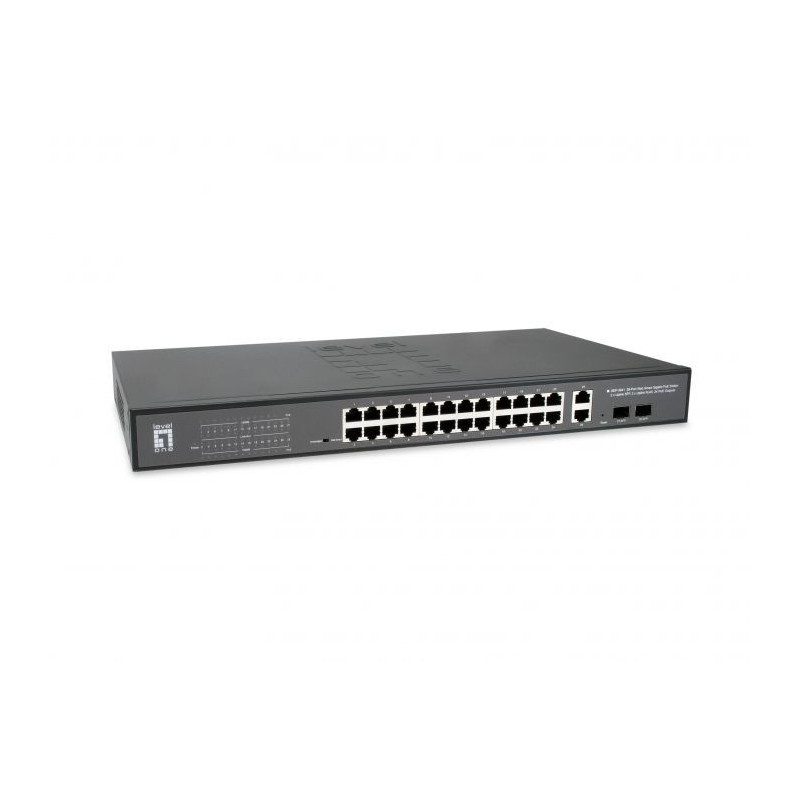 Switch level one gep-2841 poe websmart 24p 10/100/1000 poe 375w + 2 uplink sfp + 2 uplink rj45