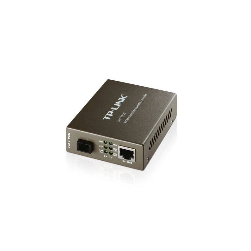 Convertidor fibra tp-link mc112cs rj45 eth a fibra monomodo sc tx:1310nm, rx:1550nm fullduplex hasta