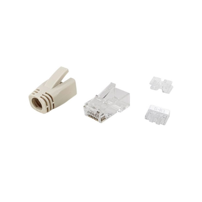 Kit 100 conectores rj45 equip categoria 6a 121176 con capuchon y guia