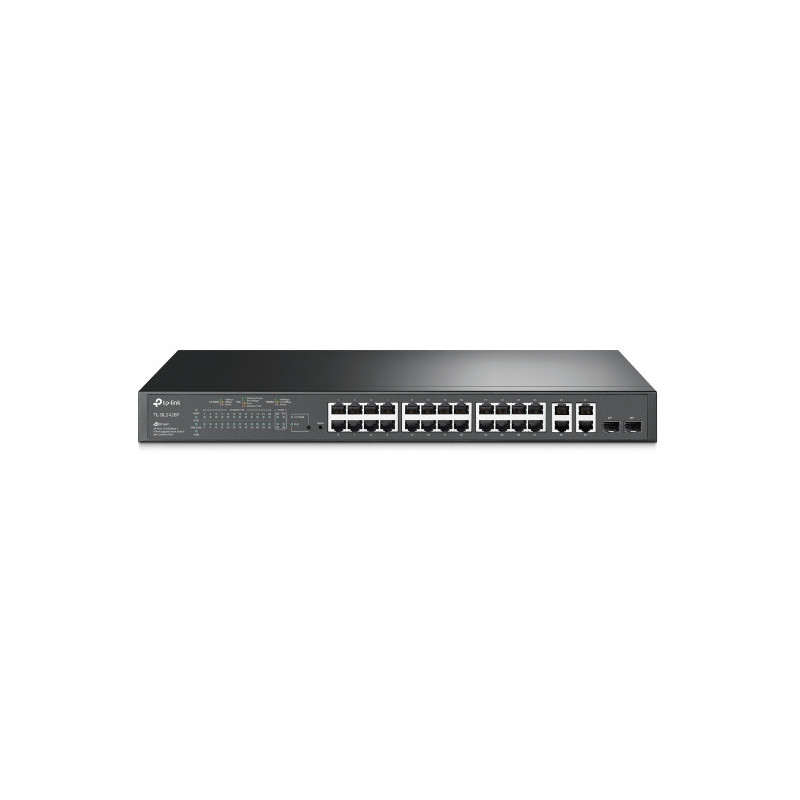 Switch semigestionmble jetstram tp-link sl2428p 24p poe+ 10/100 y 2 puertos giga + 2 puertos combo g