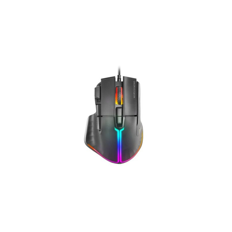 Mouse mars gaming mm-xt black 9b 12800dpi rgb cable feather paracord