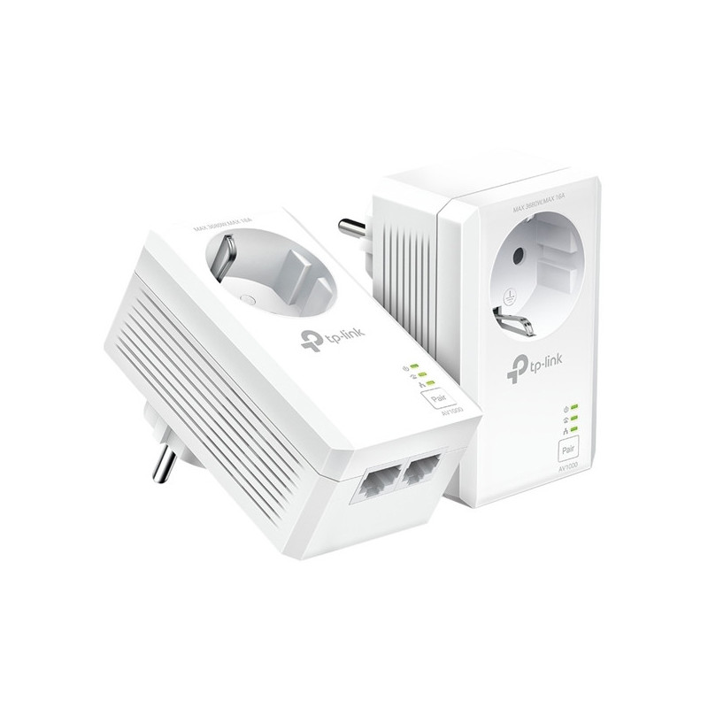 Homeplug tp-link powerline 1000mb pa7027p kit passthrough 2p giga kit 2 unidades