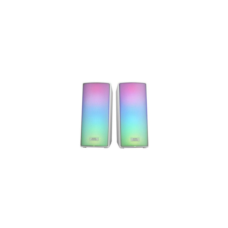 Altavoces 2.0 bluetooth mars gaming msrgb2 15w bt 5.3 jack 3.5mm rgb caja de control microsd blanco