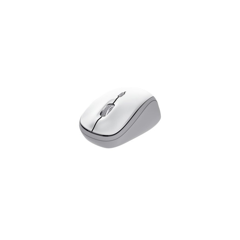 Mouse trust wireless y bluetooth yvi+ blanco 1600dpi ajustable 3 botones 3 dispositivos