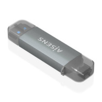 Aisens - lector de tarjetas sd, micro sd, mmc, rs-mmc, mmc micro, usb-a y usb-c, gris