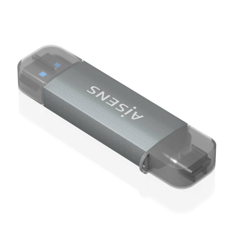 Aisens - lector de tarjetas sd, micro sd, mmc, rs-mmc, mmc micro, usb-a y usb-c, gris