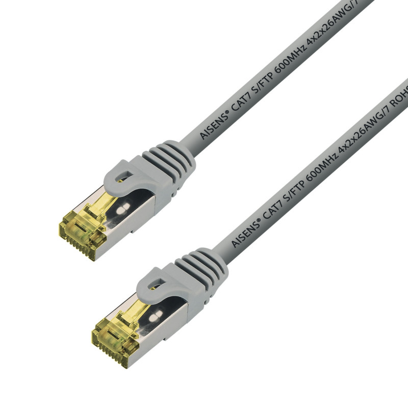 Aisens - cable de red latiguillo rj45 lszh cat.7 600 mhz s/ftp pimf awg26, gris, 0.5m