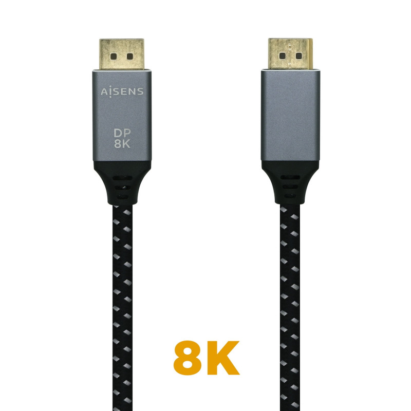 Aisens - cable displayport v1.4 8k@60hz, dp/m-dp/m, gris/negro, 2.0m