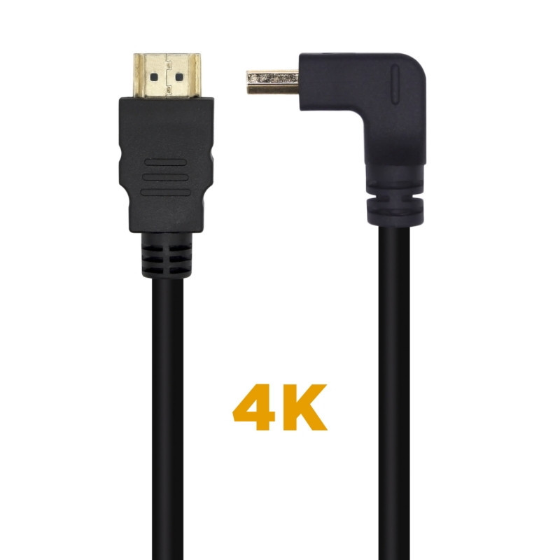 Aisens - cable hdmi v2.0 acodado premium alta velocidad / hec 4k@60hz 18gbps, a/m-a/m, negro, 2.0m