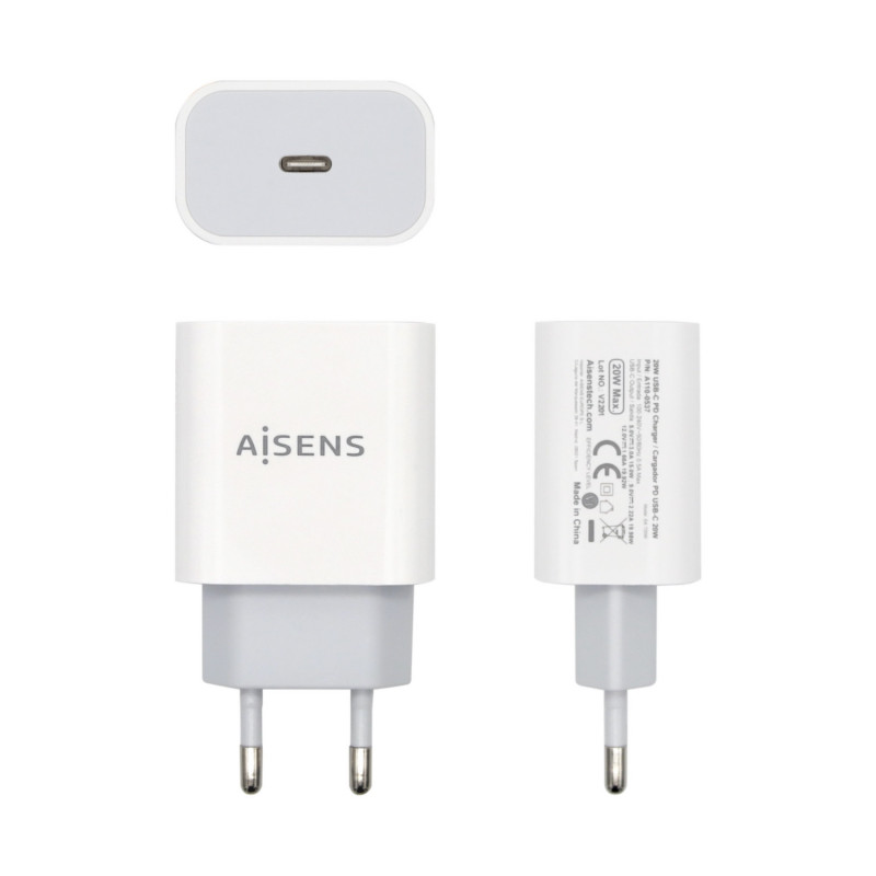 Cargador aisens usb-c pd3.0 1 puerto 1xusb-c 20w, blanco
