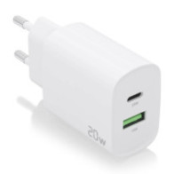 Cargador aisens 20w, 1xusb-c pd3.0, 1xusb-a qc3.0, blanco