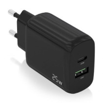 Cargador aisens 25w, 1xusb-c pd3.0, 1xusb-a qc3.0, negro