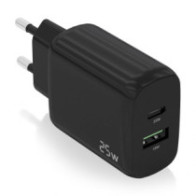 Cargador aisens 25w, 1xusb-c pd3.0, 1xusb-a qc3.0, negro
