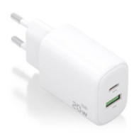 Cargador aisens gan 20w, 1xusb-c pd3.0, 1xusb-a qc3.0, blanco