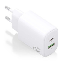 Cargador aisens gan 25w, 1xusb-c pd3.0, 1xusb-a qc3.0, blanco