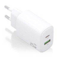 Cargador aisens gan 25w, 1xusb-c pd3.0, 1xusb-a qc3.0, blanco