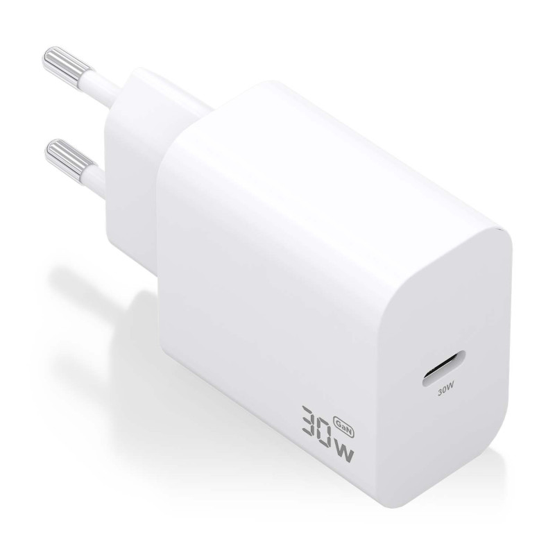 Cargador aisens gan 30w, 1xusb-c pd3.0, blanco