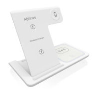 Aisens - cargador inalambrico usb-c 3 en 1 de 15w para movil, apple watch, ariculares con estuche de carga, blanco
