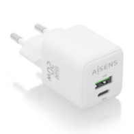Aisens - cargador gan 20w, 1xusb-c pd3.0 qc4.0, 1xusb-a qc3.0, blanco
