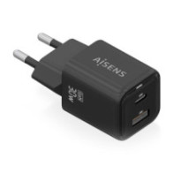 Aisens - cargador gan 30w, 1xusb-c pd3.0 qc4.0, 1xusb-a qc3.0, negro