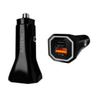 Aisens - cargador de coche 38w,1xusb-c pd3.0 20w,1xusb-a qc3.0 18w, negro