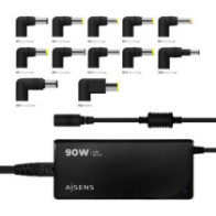 Aisens cargador 90w automatico universal multitension con 12 conectores + usb-a qc.3.0