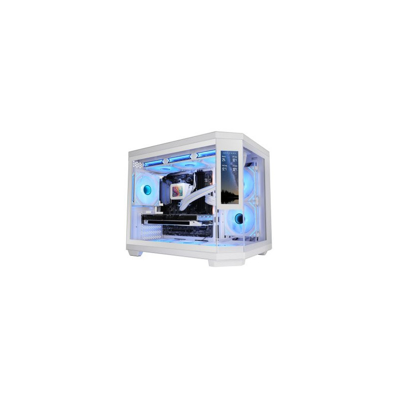 Caja microatx mars gaming mc3tcorelcdmw gpu max 315mm lcd cristal templado color blanco.