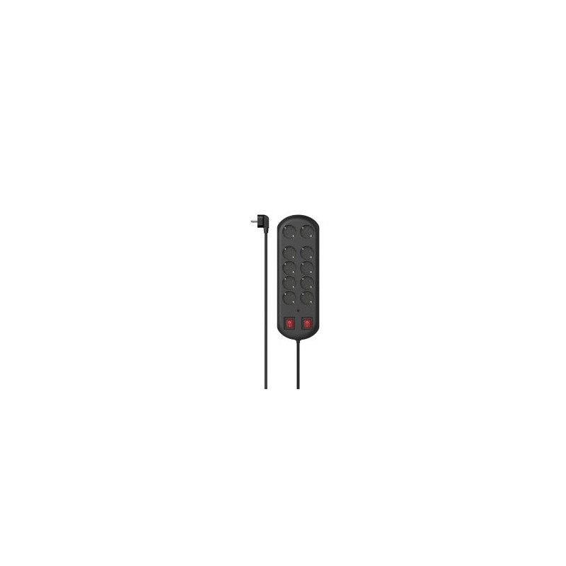 Regleta alimentacion hama con 10 tomas 2x interruptor 2m color negro