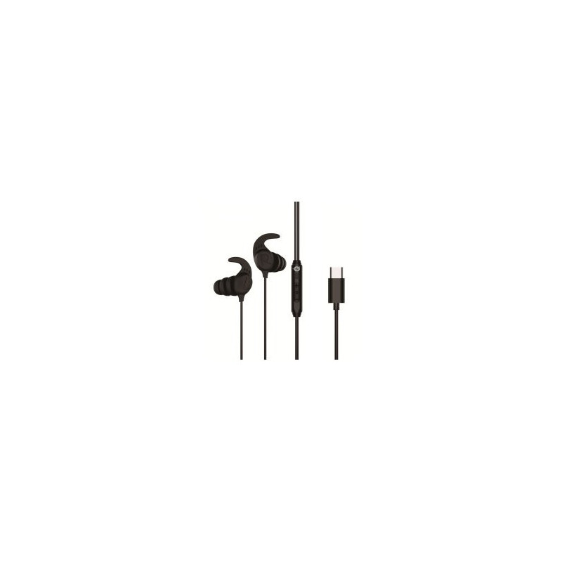 Auricular intrauditivo usb-c conceptronic brendan05b 1.2m microfono controles color negro
