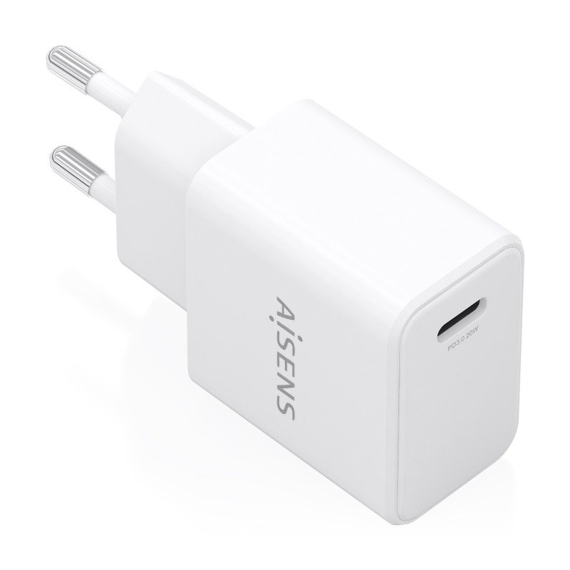 Aisens - cargador gan usb-c pd3.0 1xusb-c 20w, blanco