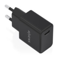 Aisens - cargador gan usb-c pd3.0 1xusb-c 20w, negro