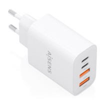 Aisens - cargador gan 32w, 2xusb-c pd3.0, 2xusb-a, blanco