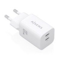 Aisens - cargador gan 65w, 2xusb-c pd3.0 qc4.0, blanco