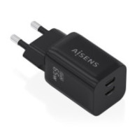 Aisens - cargador gan 65w, 2xusb-c pd3.0 qc4.0, negro