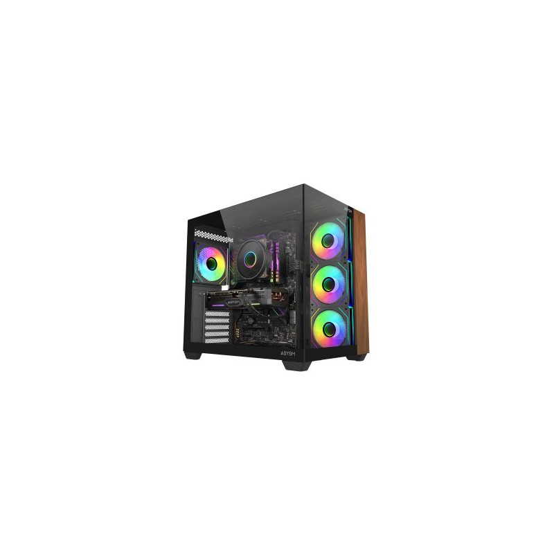 Caja atx abysm sava 285b sin fuente negro madera 3 bahias usb-c gpu 410mm